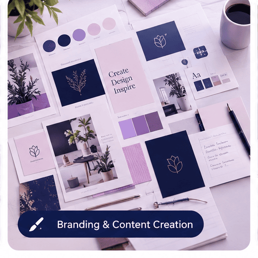 Branding and content design with logo and color palette
