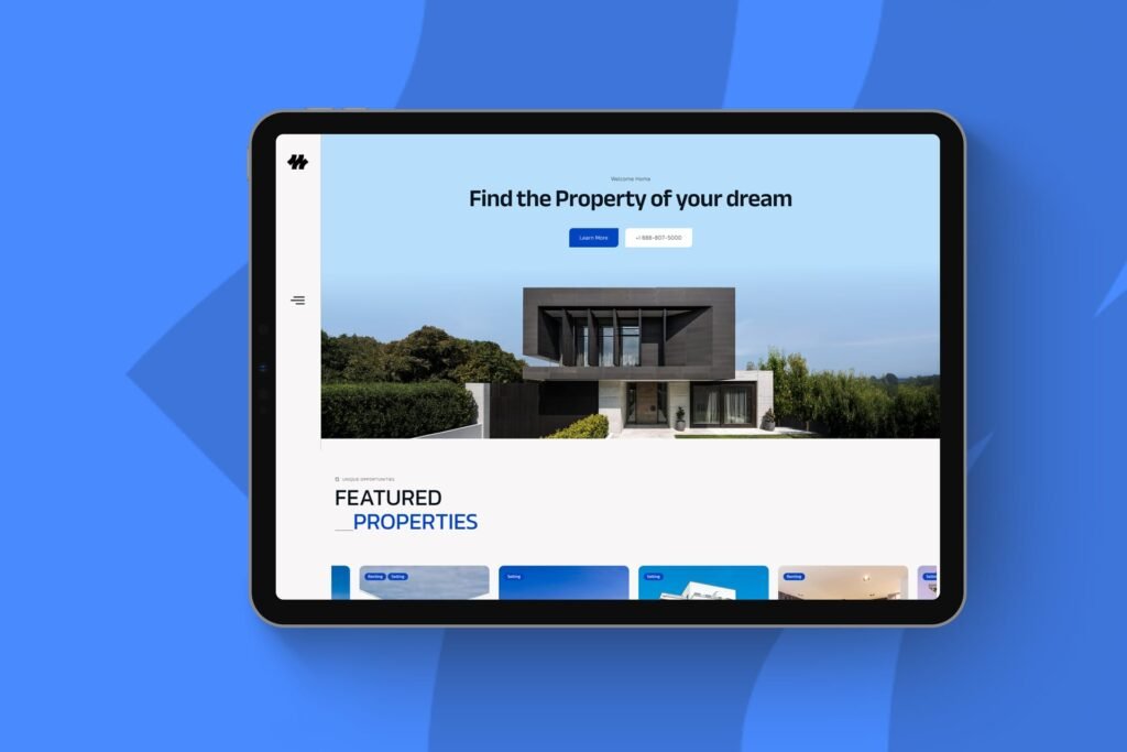 WordPress website design shown on a tablet screen