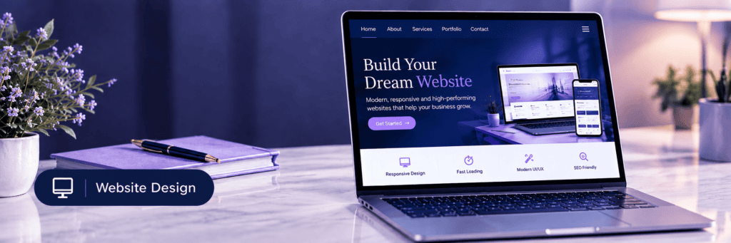 Website design project on a laptop screen